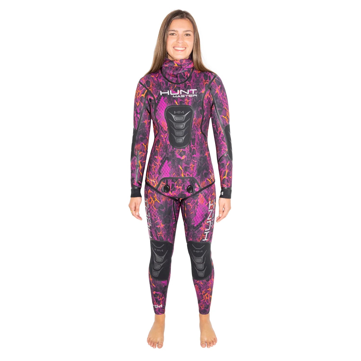 Hunt Master Burnum 'Huntress' Wetsuit - 3.5mm/5mm Thickness Pink Camo for Women - Perfect for Spearfishing, Scuba Diving & Water Sports