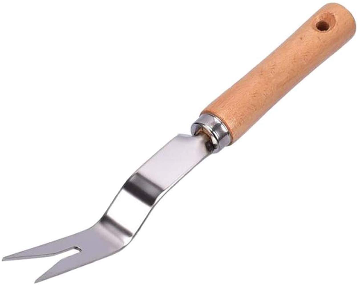 **Chiloskit 28cm Stainless Steel 304 Weeding Tool with Wooden Handle - Heavy Duty Weed Puller, Lawn & Garden Hook Knife for Efficient Weed Removal - Perfect for Yard Maintenance, Gardening & Landscaping**