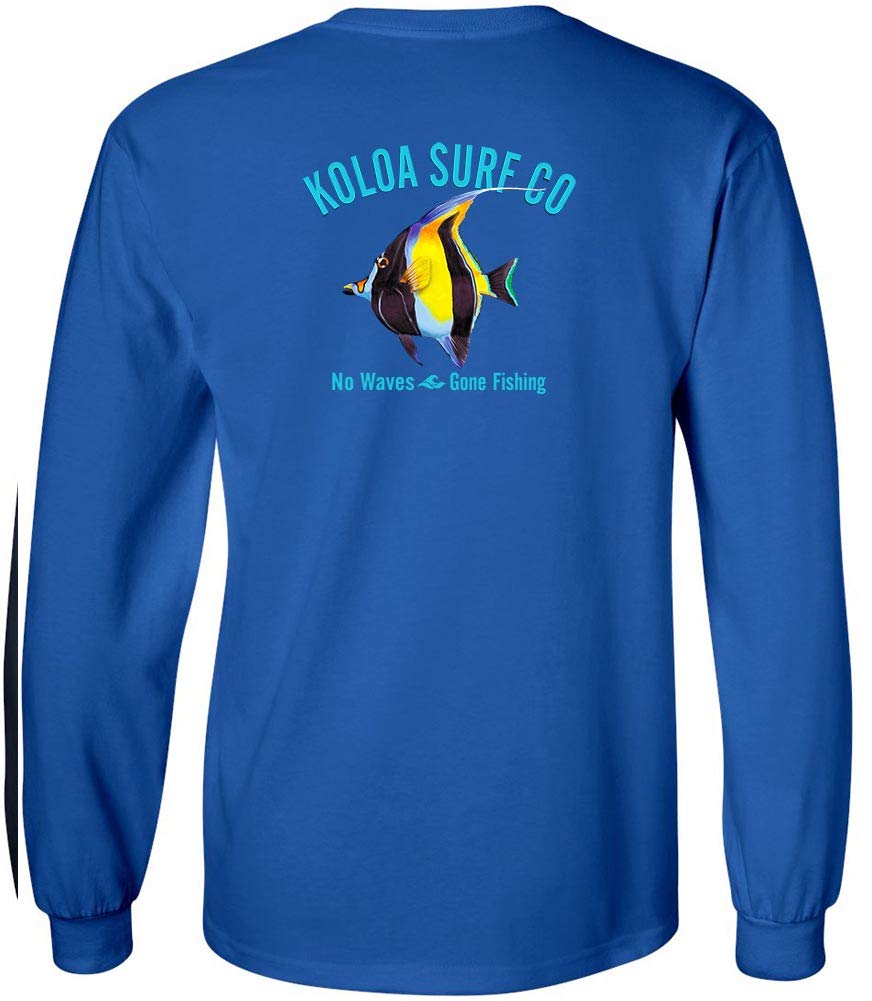 Koloa Surf Men's Moorish Idol Logo Cotton Long Sleeve T-Shirt - Regular, Big & Tall Sizes - Comfortable Surf & Beach Wear for Casual Outings