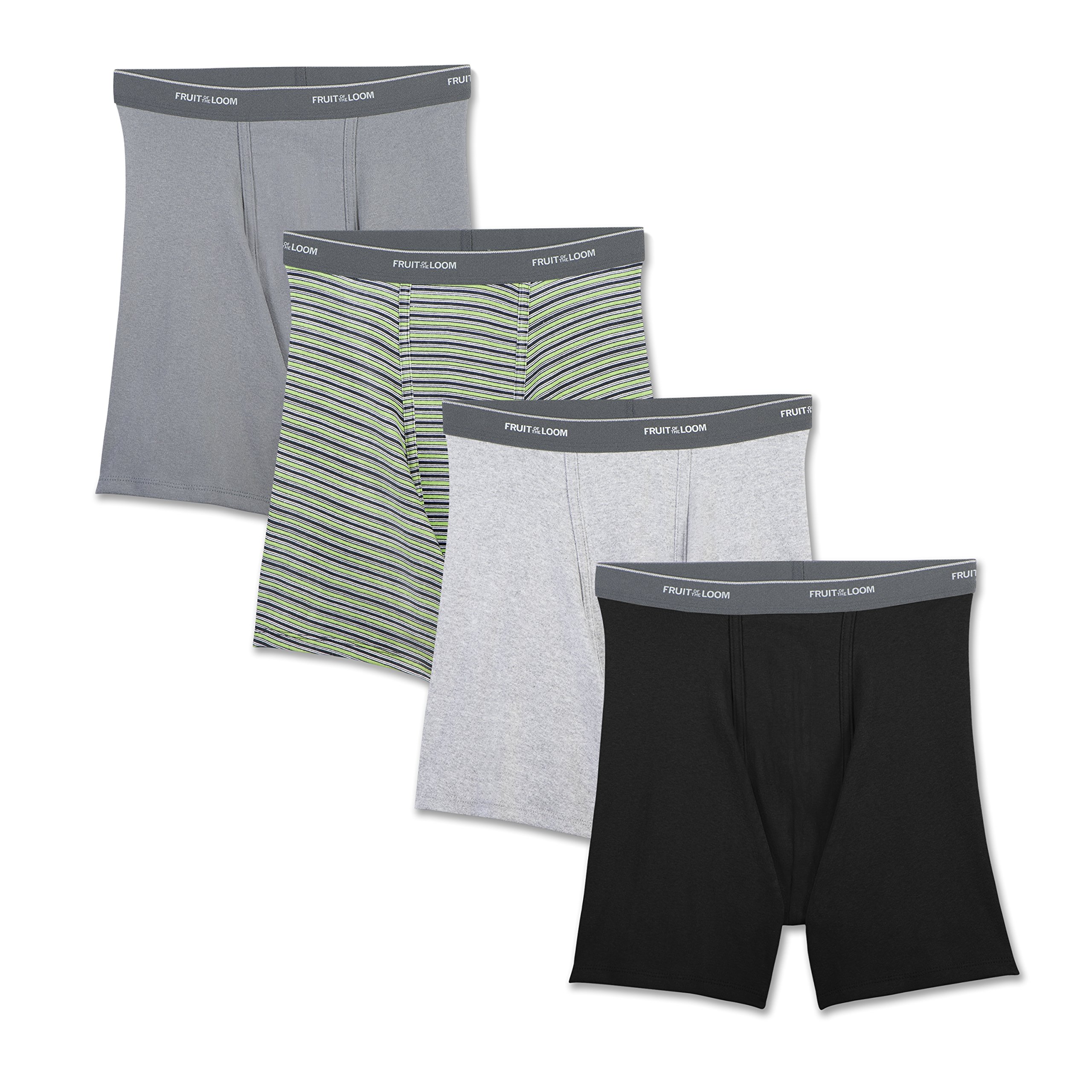 Fruit of the Loom Men's No Ride Up Boxer Briefs - Comfortable Cotton Underwear for Everyday Wear, Workout & Sleep