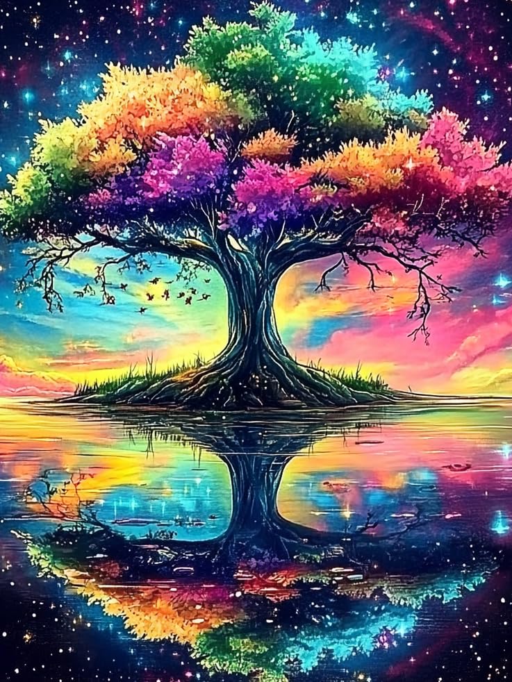 5D Diamond Painting Kit for Adults - Tree of Life DIY Full Drill Crystal Art, 12x16 Inch Canvas Wall Decor for Home & Office | Stress Relief Craft & Gift Idea