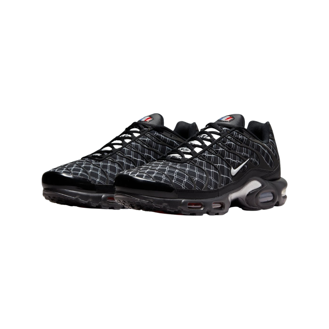 Nike Air Max Plus Men's Running Shoes - Black, White & Hyper Blue - Comfortable Cushioning for Jogging, Gym & Casual Wear - France Edition