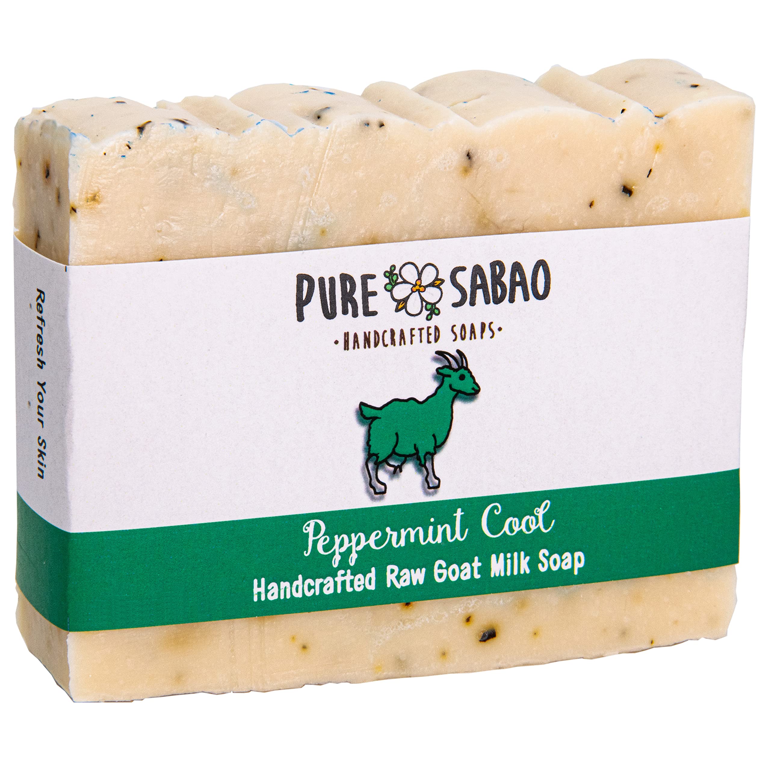 Peppermint Cool Goat Milk Soap - Handmade Natural Soap with Peppermint Essential Oil - Moisturizing & Refreshing for Dry Skin - Perfect for Daily Face & Body Wash