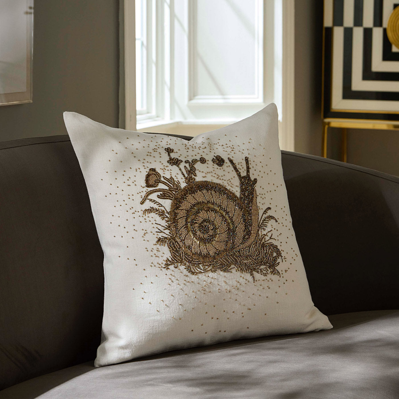 Botanist Snail Beaded Pillow - Organic Cotton Face Pillow for Acne & Skin Care - Perfect for Side Sleepers & Beauty Sleep