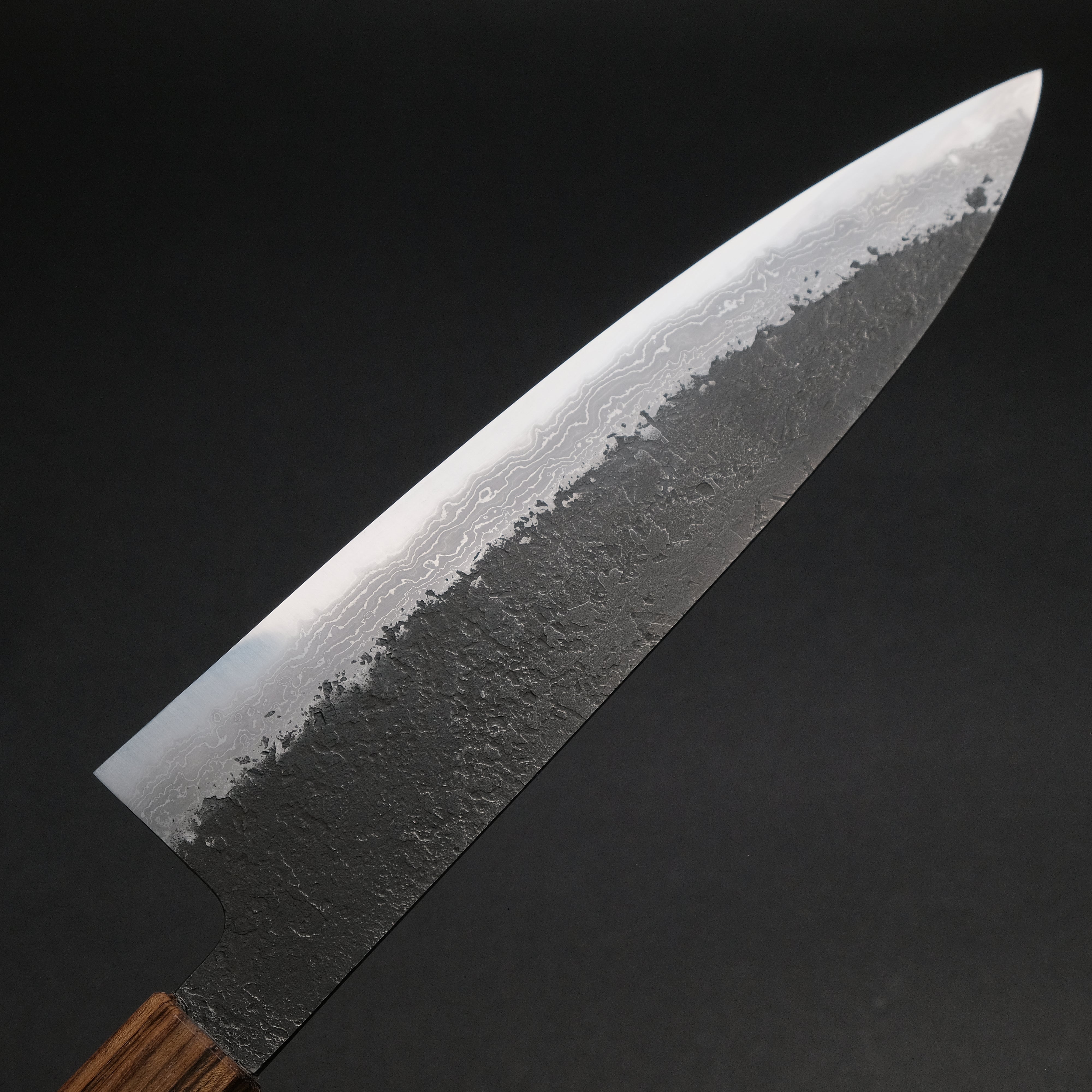 Premium Ajikataya White #2 Nashiji Damascus Gyuto 210mm Japanese Chef Knife with Obankole Handle (#48) - Perfect for Sushi, Meat Slicing & Professional Kitchen Use