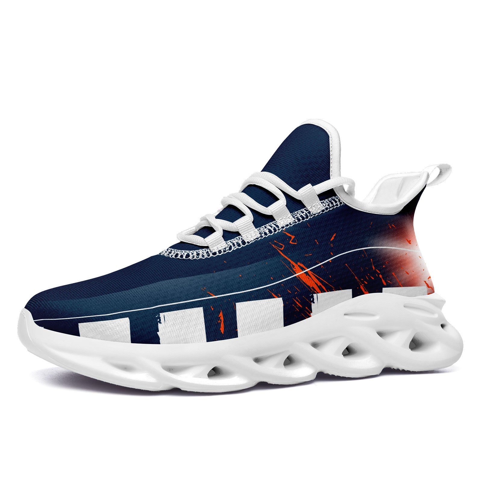 Custom Personalized Blue Orange White Denver Maxsoul Sneakers - Men's Size 10 (FN003 D020260) | Unique Handmade Shoes for Casual Wear, Street Fashion & Gift Giving