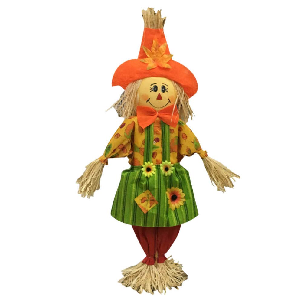 Heallily Halloween Scarecrow Swing Ornament - Cute Standing Straw Doll Decor for Garden, Home & School - Perfect for Fall, Thanksgiving & Halloween Decorations
