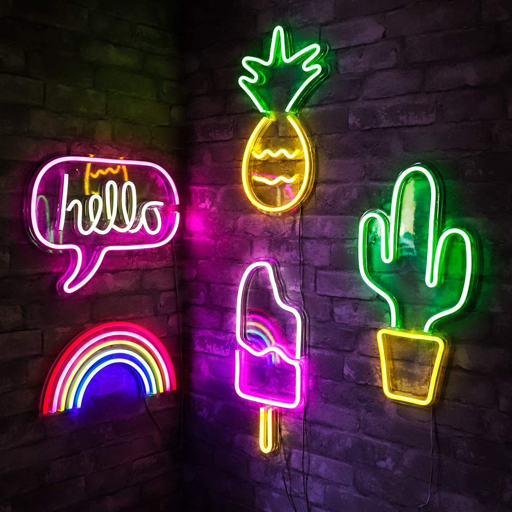 3D Ice Cream Neon Light Sign - LED Wall Decor for Bedroom, Kids Room, Party & Wedding - Valentine's Day & Birthday Gift - Cool Night Lamp for Indoor Table Decor