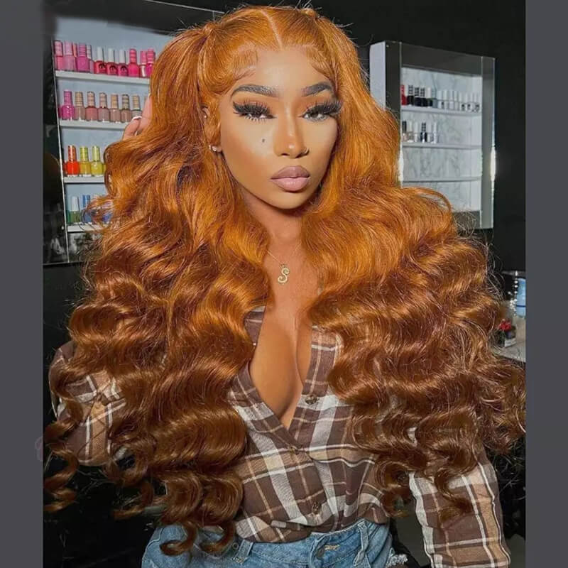 Ombre Orange Brown Loose Deep Wave