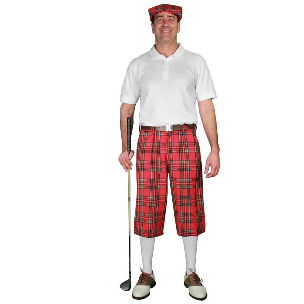 Royal Stewart Men's Golf Outfits - Premium White Polo Shirt & Shorts Set for Golfing, Country Club & Summer Sports