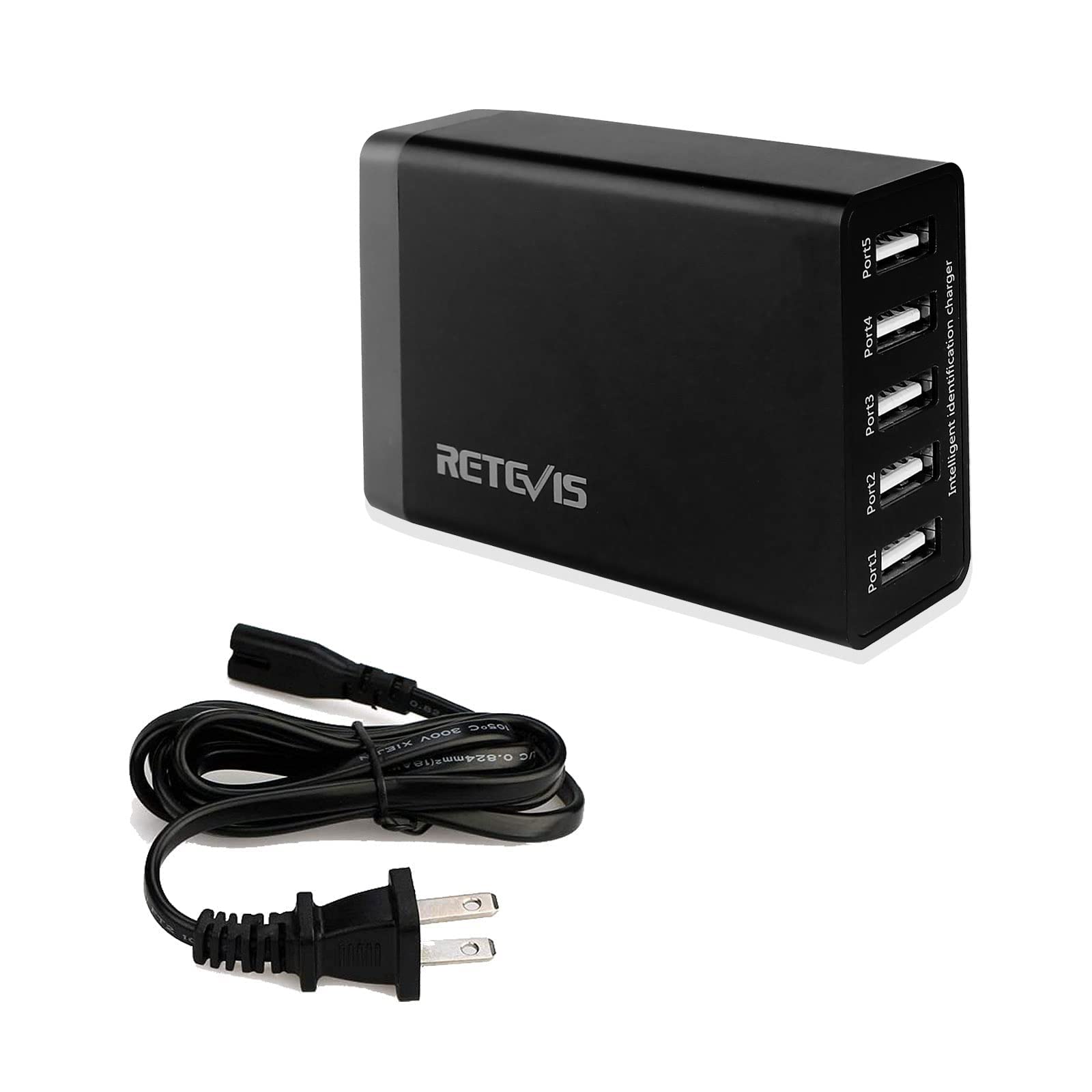 Retevis 5-Port USB Wall Charger for Walkie Talkies - Fast Charging Station Compatible with RT68 RB28 RT19 RT22P NR10 RT18 RT22S H777 RB89 RT86 RT45P RB29 Baofeng Cobra HYT Radios & iPhone - Perfect for Home, Office, and Emergency Communication (1 Pack)