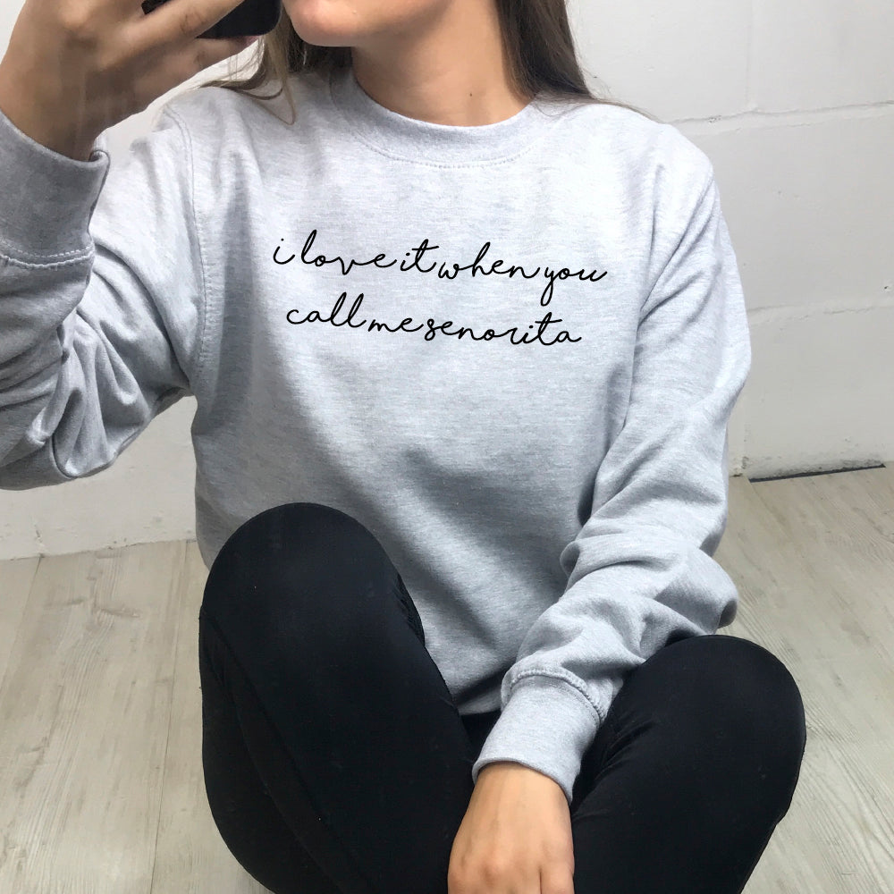 Call Me Senorita Sweatshirt - Women's Casual Pullover Hoodie | Trendy Streetwear for Everyday Comfort - Perfect for Coffee Dates & Weekend Outings