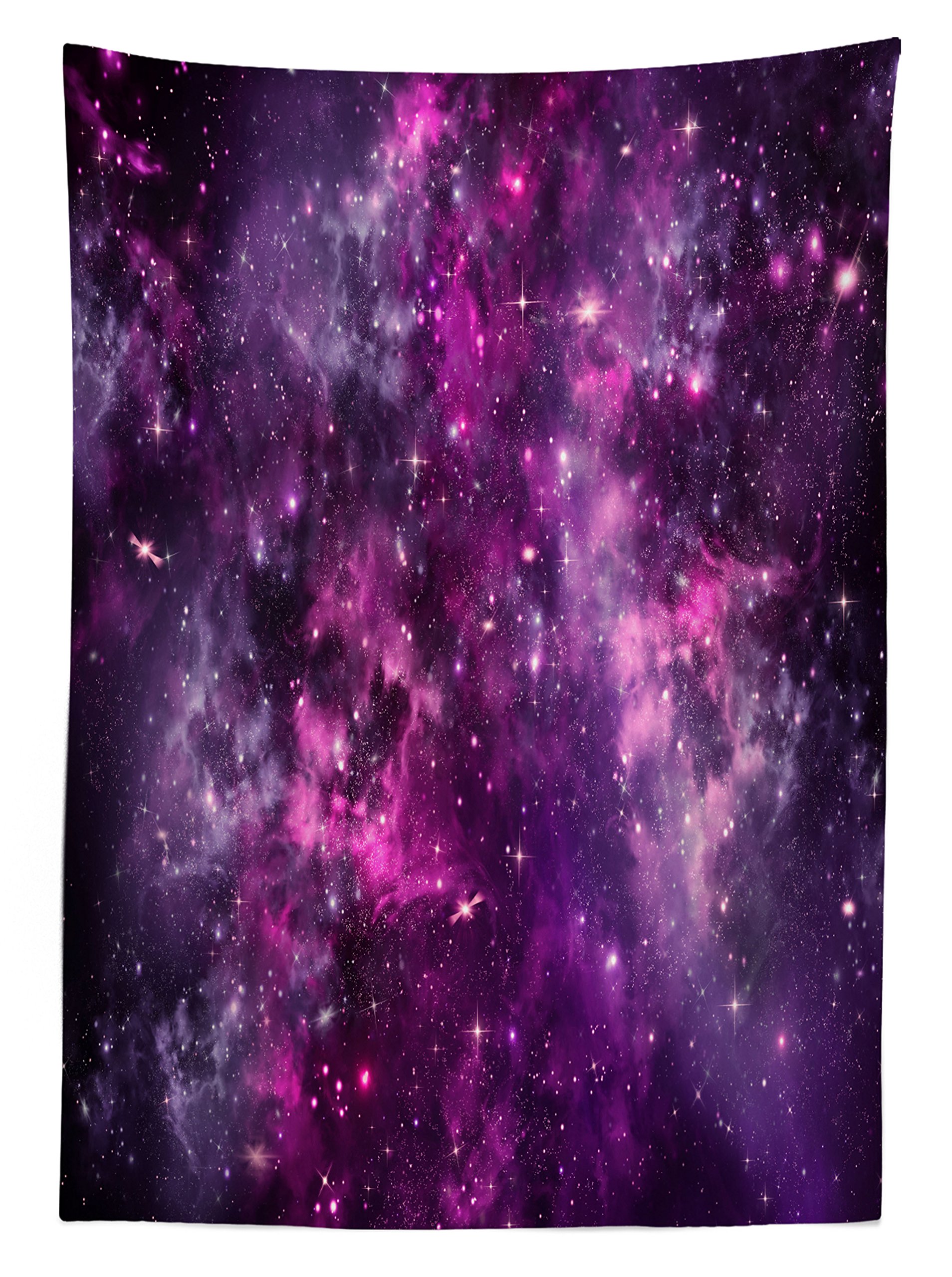 Ambesonne Purple Galaxy Tablecloth - 60x84 Inch Rectangular Dining Table Cover with Nebula & Star Clusters Design, Dark Space Themed Kitchen Decor for Parties, Holidays & Everyday Use