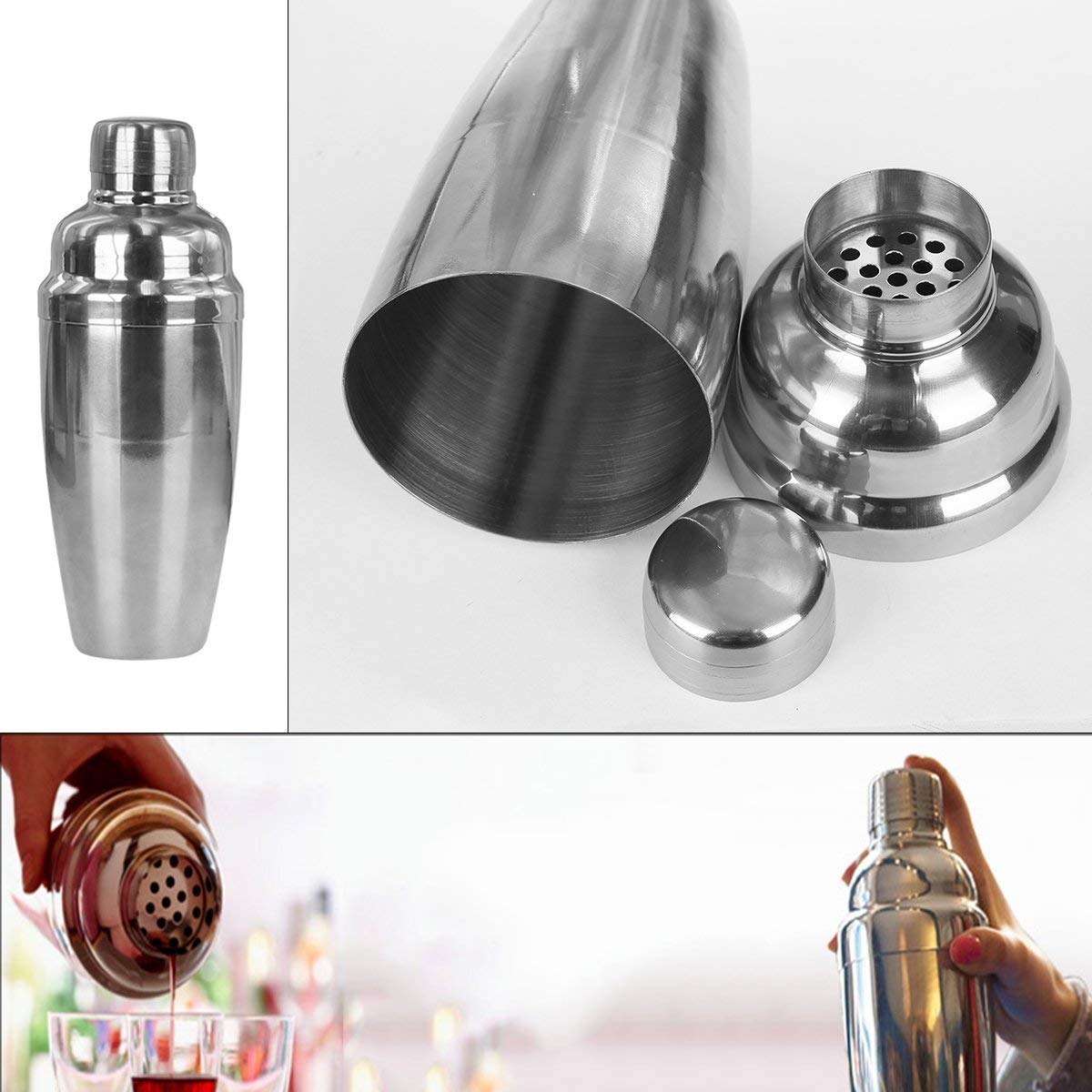 Premium Stainless Steel Cocktail Shaker Set - 500ml Bartender Mixing Tool for Martinis, Mocktails & Mixed Drinks | Perfect for Home Bars, Parties & Professional Bartending