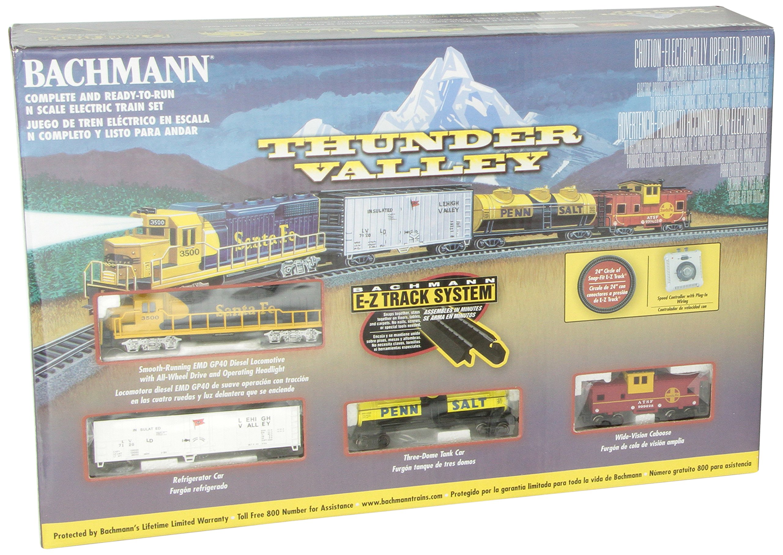 Bachmann Trains Thunder Valley Ready-to-Run Electric N Scale Train Set - Realistic Model Railroad for Home Layouts & Holiday Displays