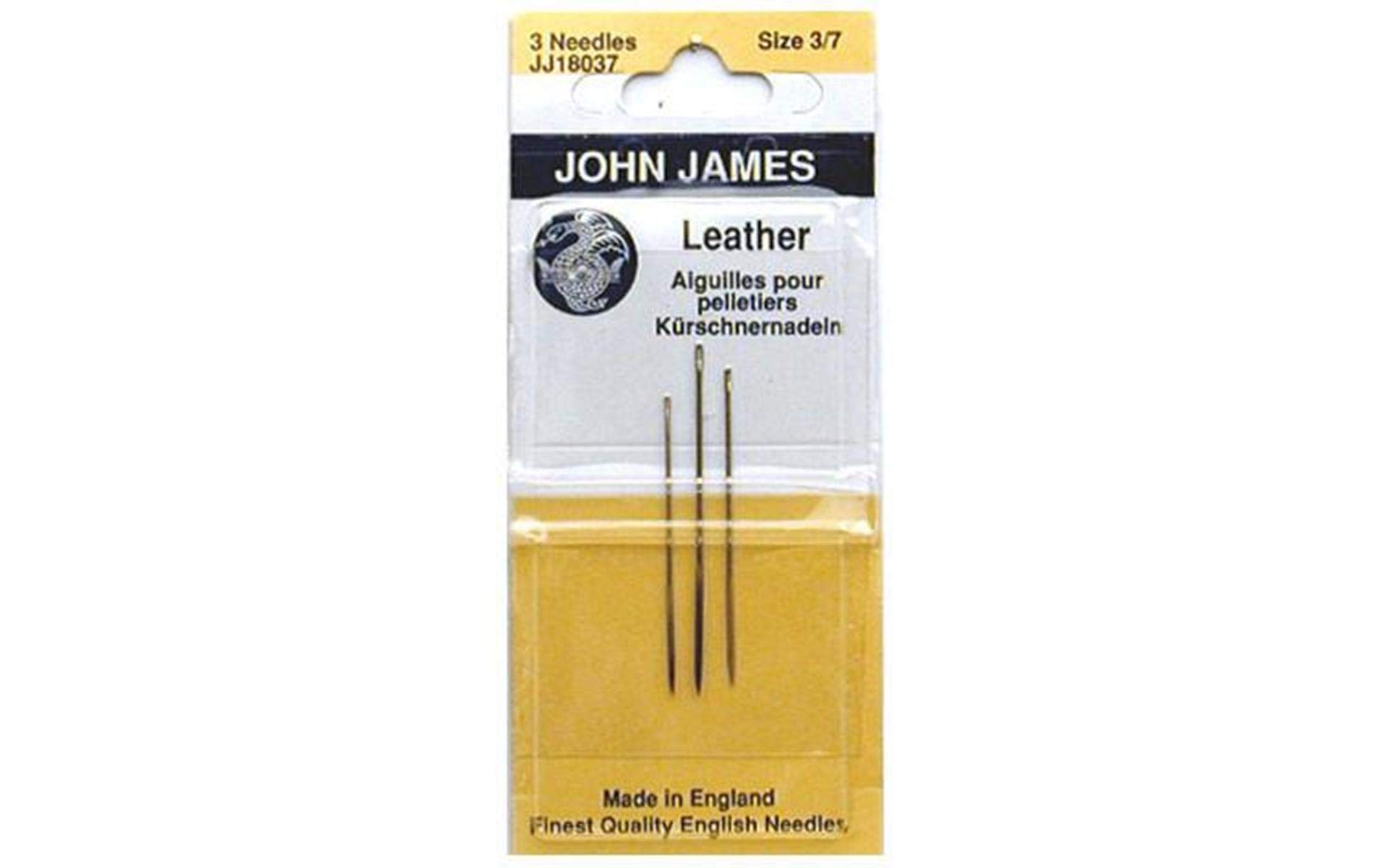 Premium Leather Hand Needles Size 3/7 - 3-Piece Set for Leather Crafting, Shoe Repair & Upholstery Projects | Durable Sewing Needles for DIY Leatherwork