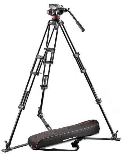 Manfrotto 502AH Professional Video Head with MT055XPRO3 Aluminum Tripod Kit - Perfect for Filmmaking, Photography & Vlogging