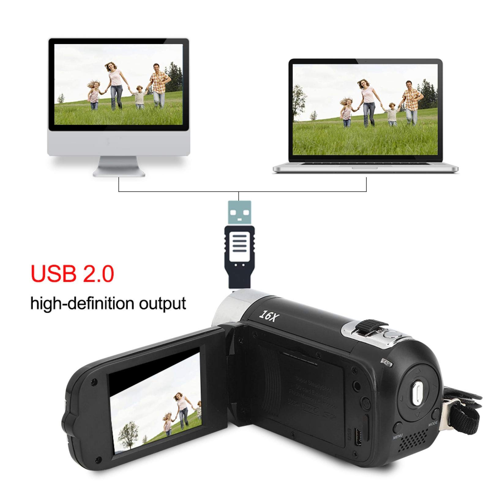 1080P HD Digital Camcorder with 16MP Sensor, 2.7