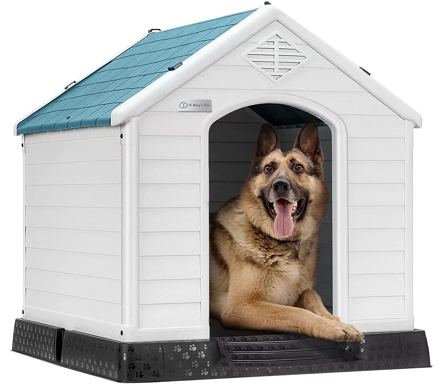 OFIKA Insulated Plastic Dog House for Small, Medium & Large Dogs - Durable Waterproof Outdoor/Indoor Dog House with Air Vents & Elevated Floor - Easy to Assemble & Clean - Perfect for Backyard, Patio or Garage Use