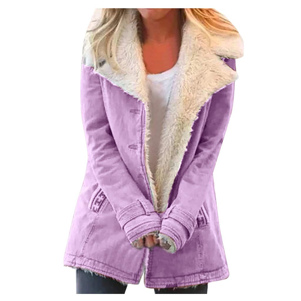 Women's Plus Size Warm Winter Jacket with Lapels & Plush Buttons - Long Green Coat for Cold Weather Outwear | Perfect for Outdoor Activities, Work & Casual Wear