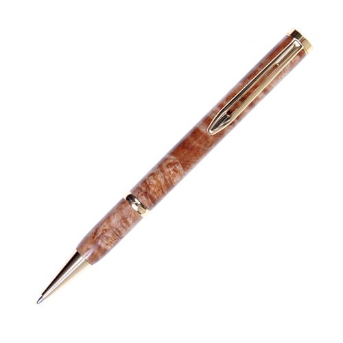 Lanier Pens Longwood Twist Pen - 24kt Gold Plated - Premium Maple Burl Wood - Elegant Writing Instrument for Office, Business Gifts & Collectors