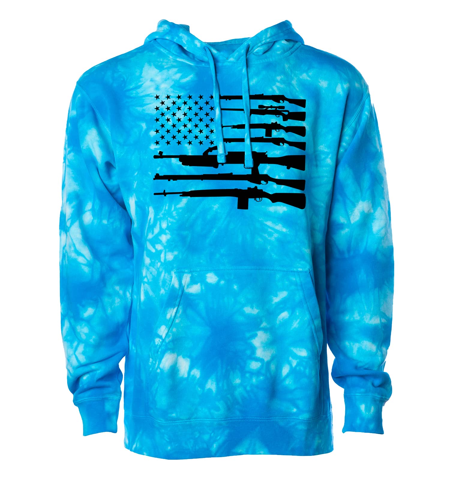 2nd Amendment USA Gun Flag Hoodie - Haase Unlimited Black Unisex Sweatshirt | Patriotic Apparel for Shooting Range, Hunting & Outdoor Activities