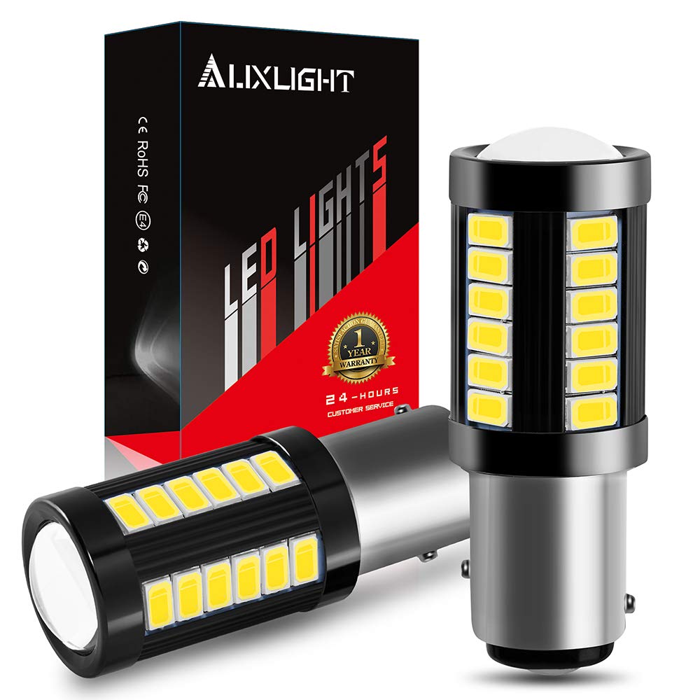 AUXLIGHT 1157 2057 2357 7528 BAY15D LED Bulbs - 1400 Lumens Super Bright, Low Power, 6000K Xenon White - Replacement for Backup Reverse Lights, Tail Brake, Stop & Parking Lights (Pack of 2) - Perfect for Cars, Trucks, SUVs & Motorcycles