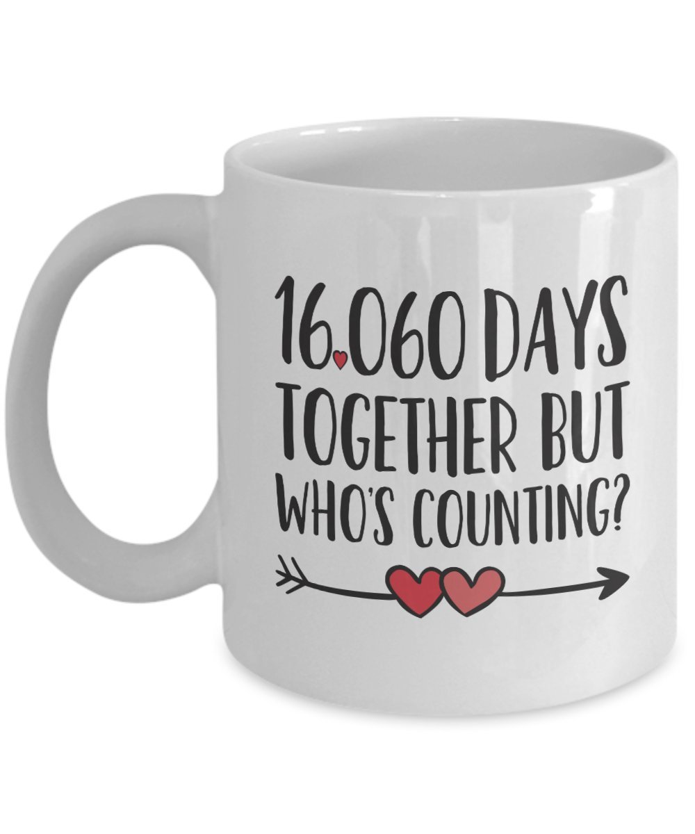 44th Anniversary Coffee Mug - 16060 Days Together Funny Wedding Gift for Couples | 44 Years Jubilee Ceramic Cup | Perfect for Anniversary Celebrations, Romantic Gifts & Daily Coffee Use