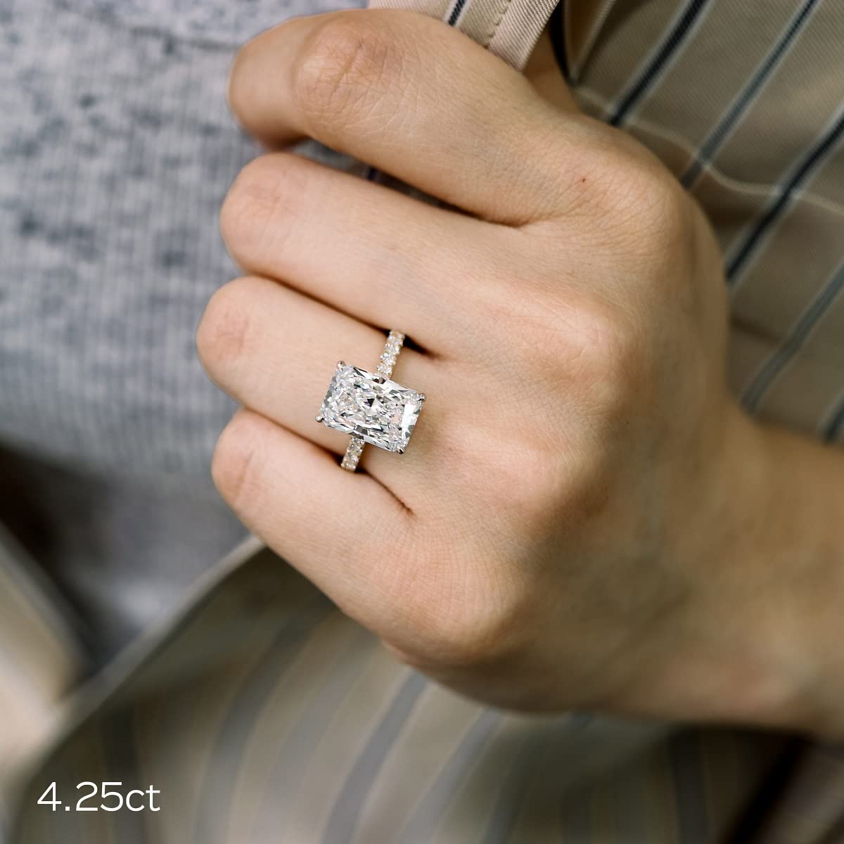 3.25 Carat Radiant Cut Diamond Engagement Ring for Women - 14K White Gold Wedding Promise Ring - Perfect for Proposals, Anniversaries & Special Occasions