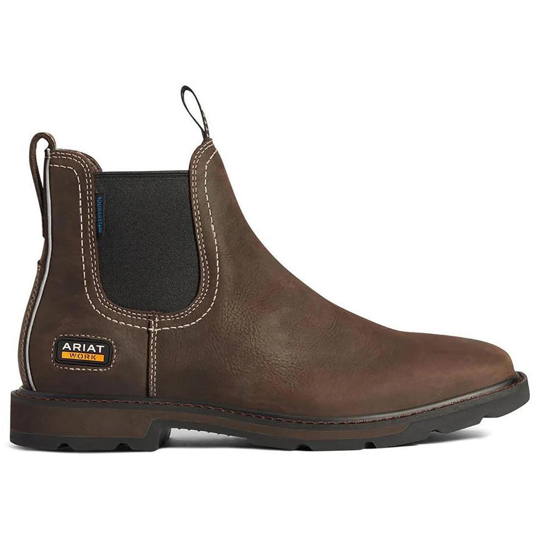 **Durable Steel Toe Waterproof Chelsea Work Boots for Men - Slip-Resistant & Comfortable - Ideal for Construction, Landscaping & Outdoor Work (Brown)**