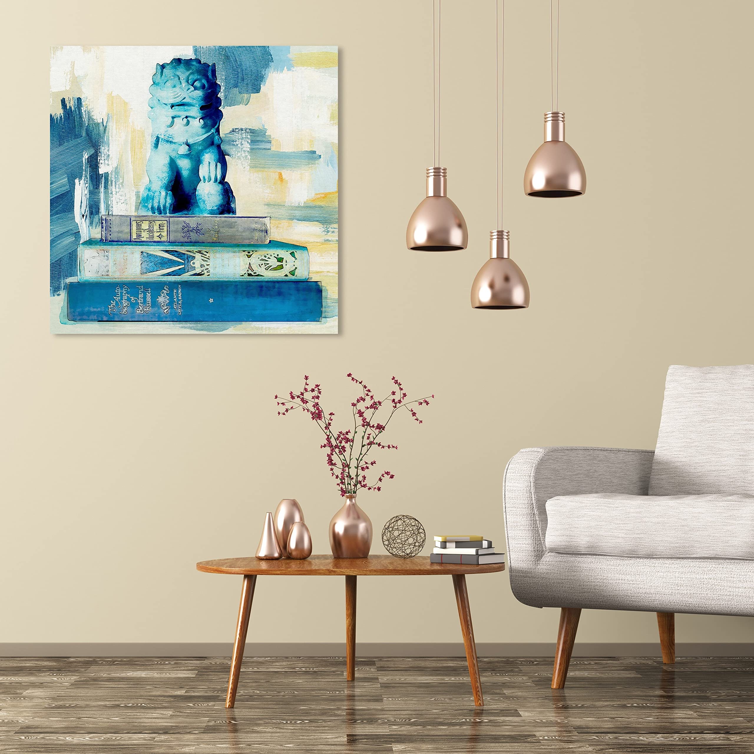 Oliver Gal Artist Co. World & Countries Wall Art Canvas Print - Julianne Taylor Exotic Classic Books Home Decor - 20x20 Inch Blue & Yellow Painting - Perfect for Living Room, Bedroom & Office Decor