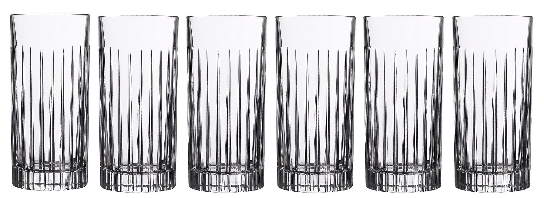 Lorren Home Trends RCR Timeless HighBall Tumbler Set of 6 - 16oz Glass Cups for Cocktails, Iced Coffee & Smoothies - Perfect for Parties, Bars & Home Entertaining