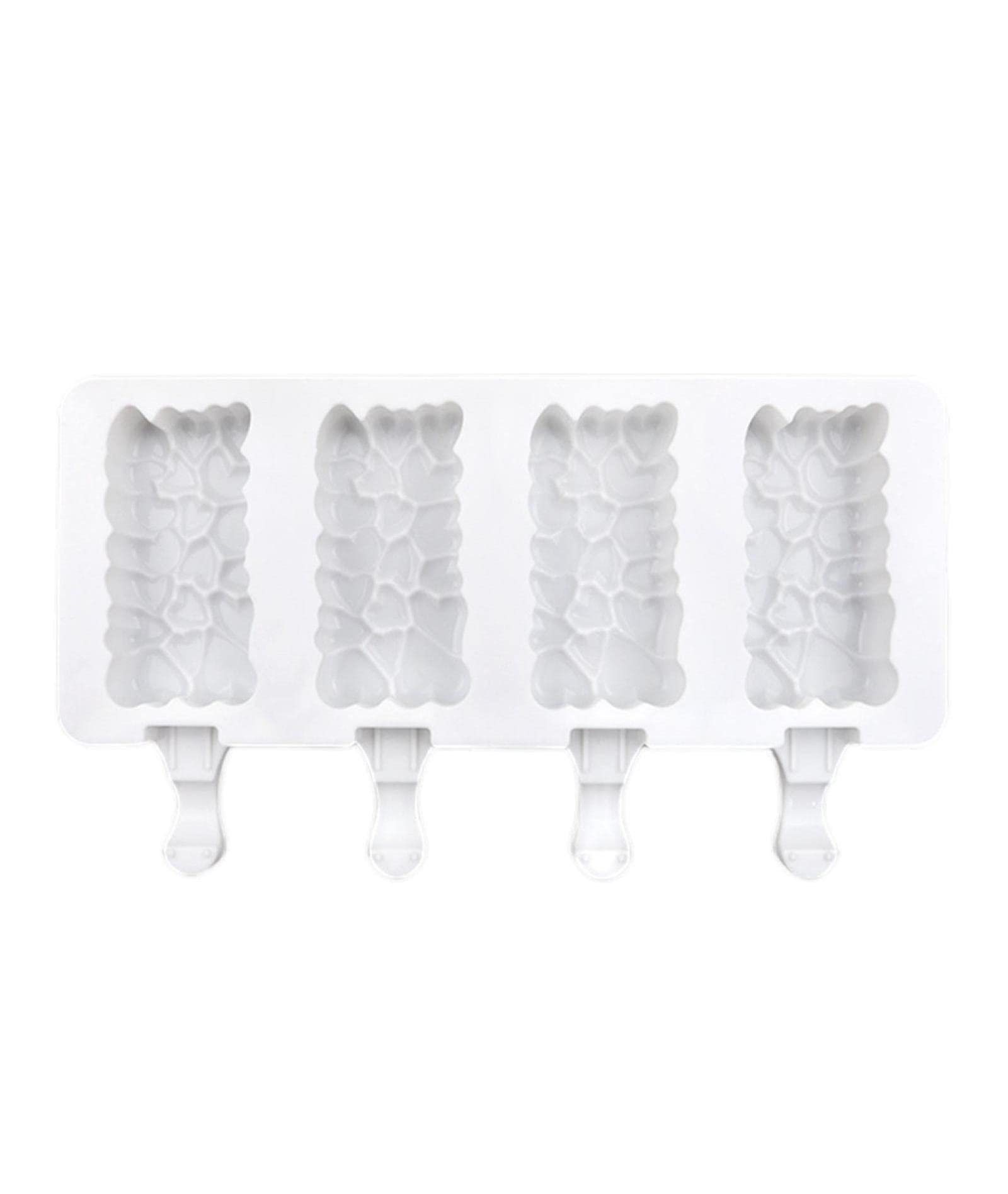 BaiWang 2-Pack Silicone Ice Cream Molds with Geometric Design - 4 Cavity Reusable Popsicle Molds for DIY Homemade Ice Cream, Cakesicles, Cake Pops, and Frozen Treats - Perfect for Summer Parties, Kids Snacks, and Dessert Making