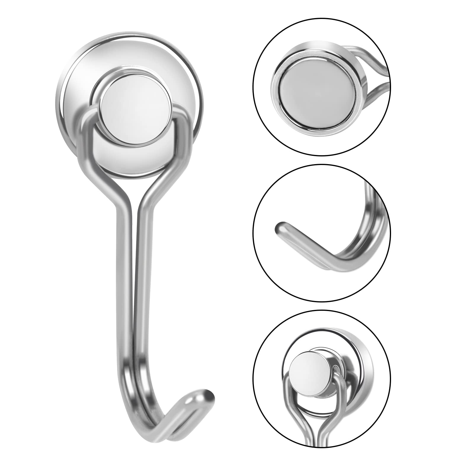 E BAVITE Heavy Duty Swivel Swing Magnetic Hooks - 30LBS Strong Neodymium Rare Earth Magnets - 10 Pack for Refrigerator, Kitchen, Garage, RV, Office & Metal Surfaces - Perfect for Hanging Towels, Utensils, Tools & Decor