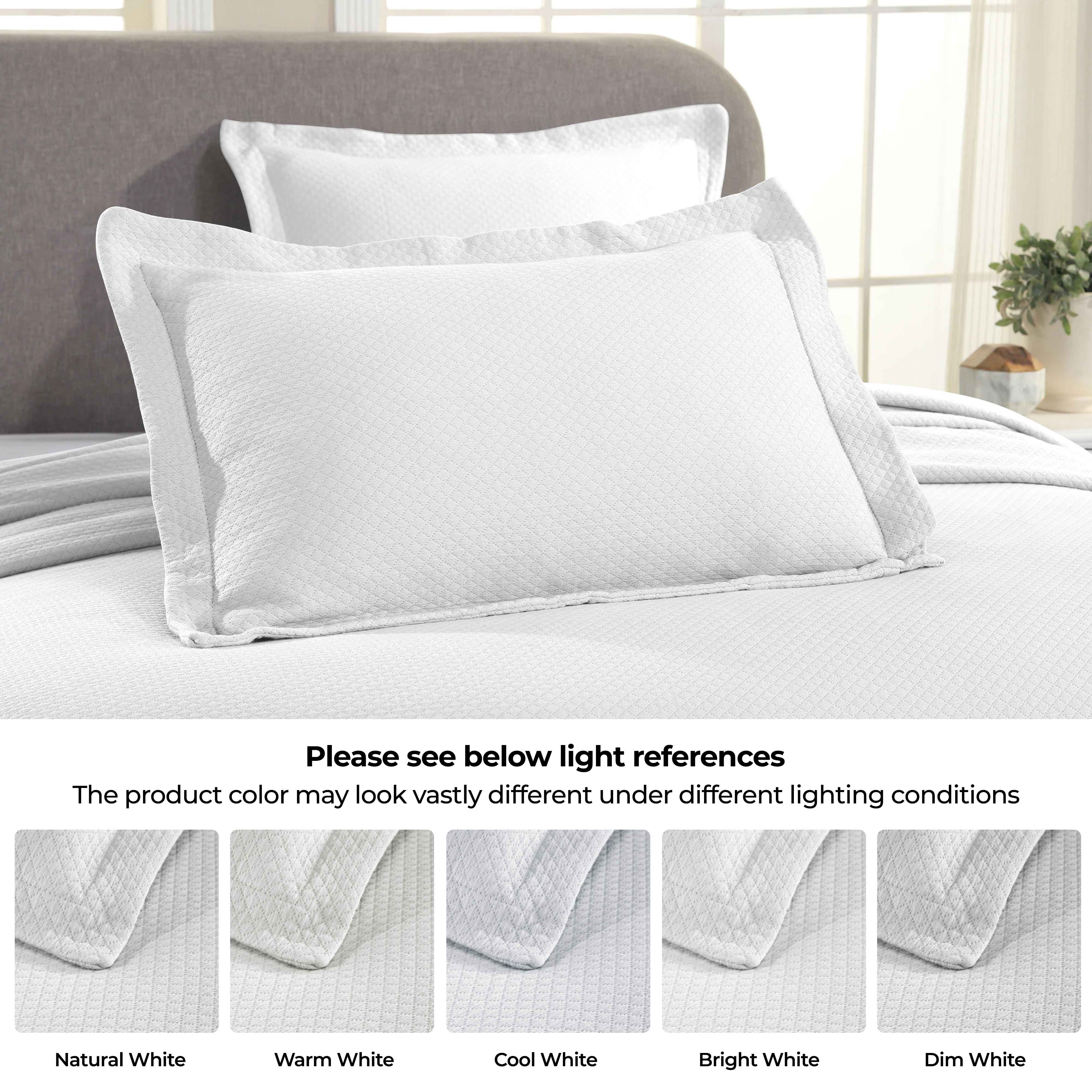 Luxury Jacquard Matelassé Cotton Diamond Solitaire Bedspread Set - Queen Size Bedding Coverlet for Master Bedroom, Guest Room & Hotel Decor