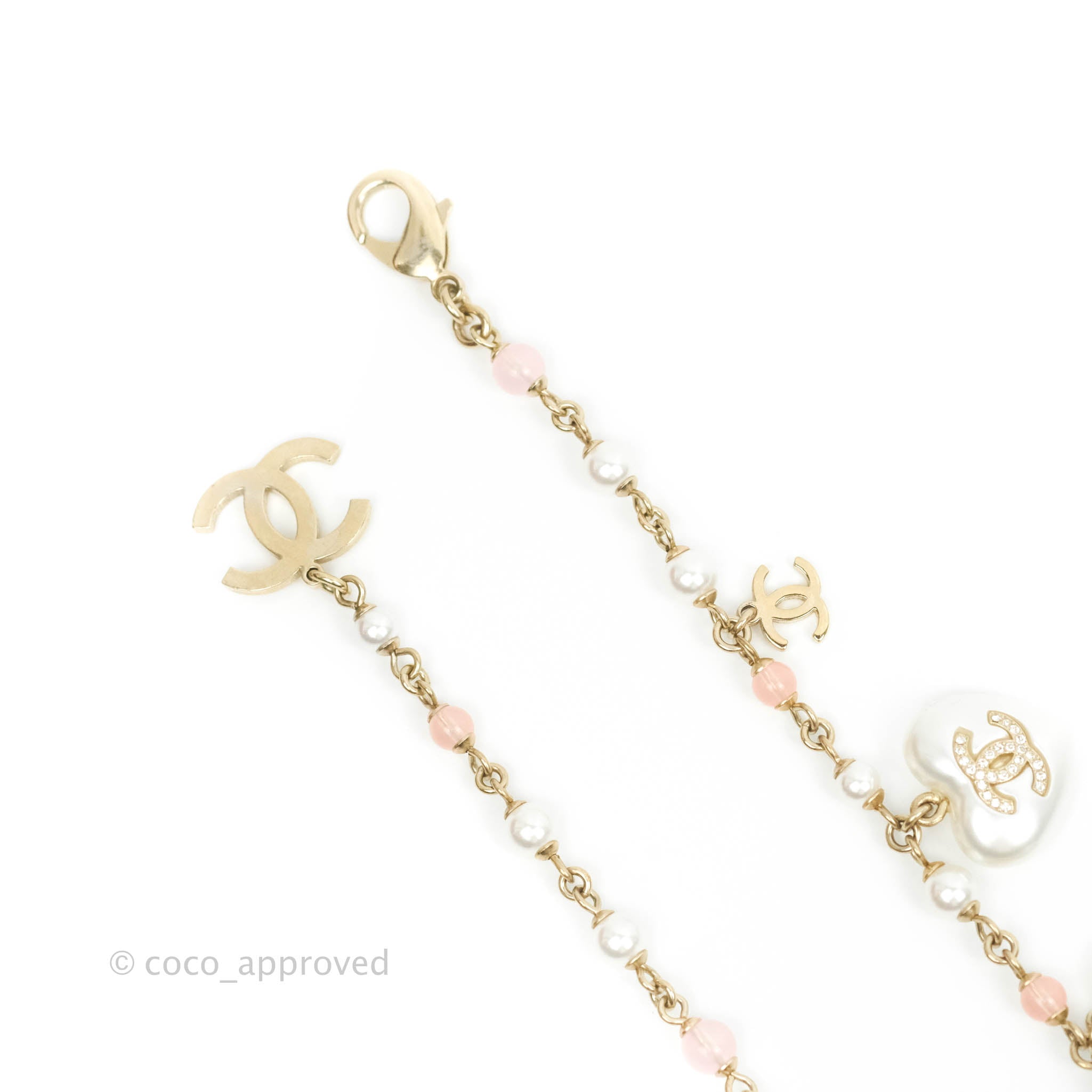Chanel CC Crystal Pearl Heart Belt Gold Tone 21B - Elegant Women's Fashion Accessory for Parties, Weddings & Special Occasions
