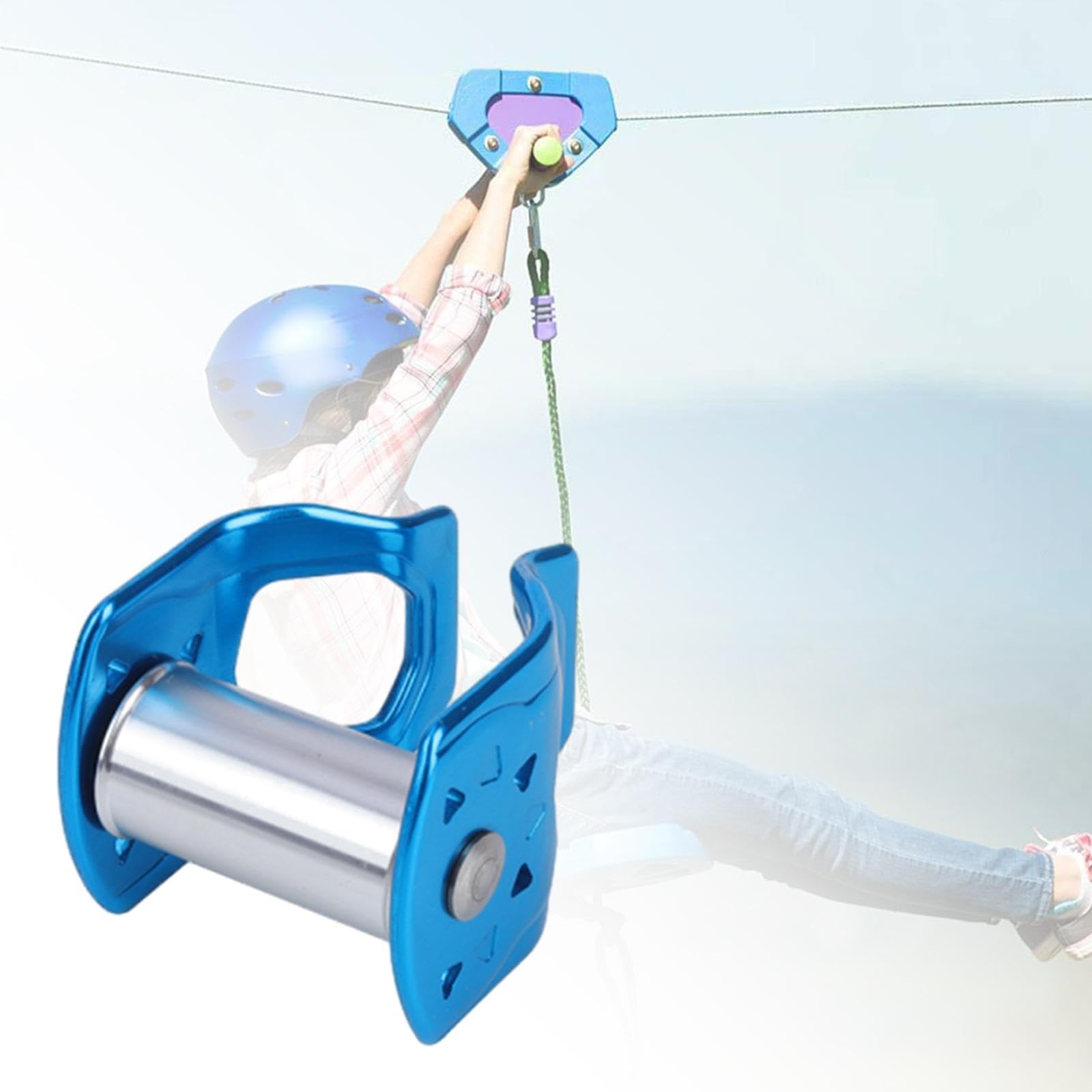 Qianly Slider Slackline Pulley Kit - Heavy Duty Obstacle Course & Zipline Accessories for Backyard, Park & Outdoor Adventures - Portable & Durable Sport Equipment for Kids & Adults