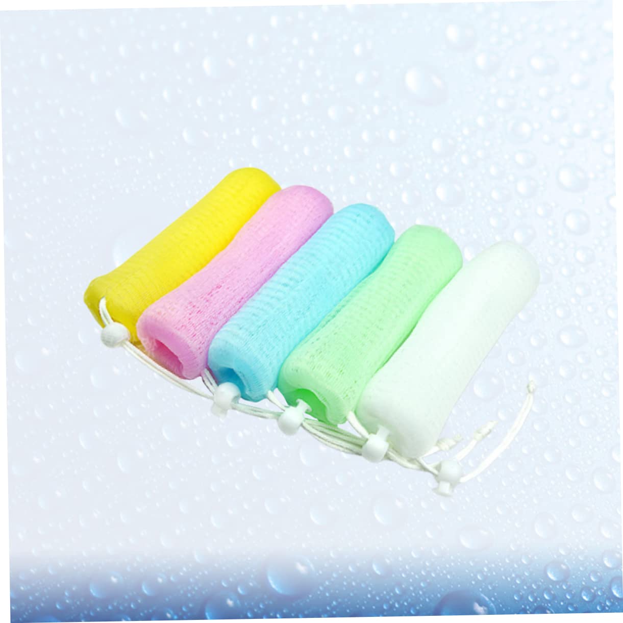 FRCOLOR 5-Pack Natural Loofah Pouch for Men - Body Wash & Shampoo Refillable Bubble Foam Net, Mesh Scrub Bag for Shower, Bath & Hair Cleansing - Ideal for Travel & Gym Use