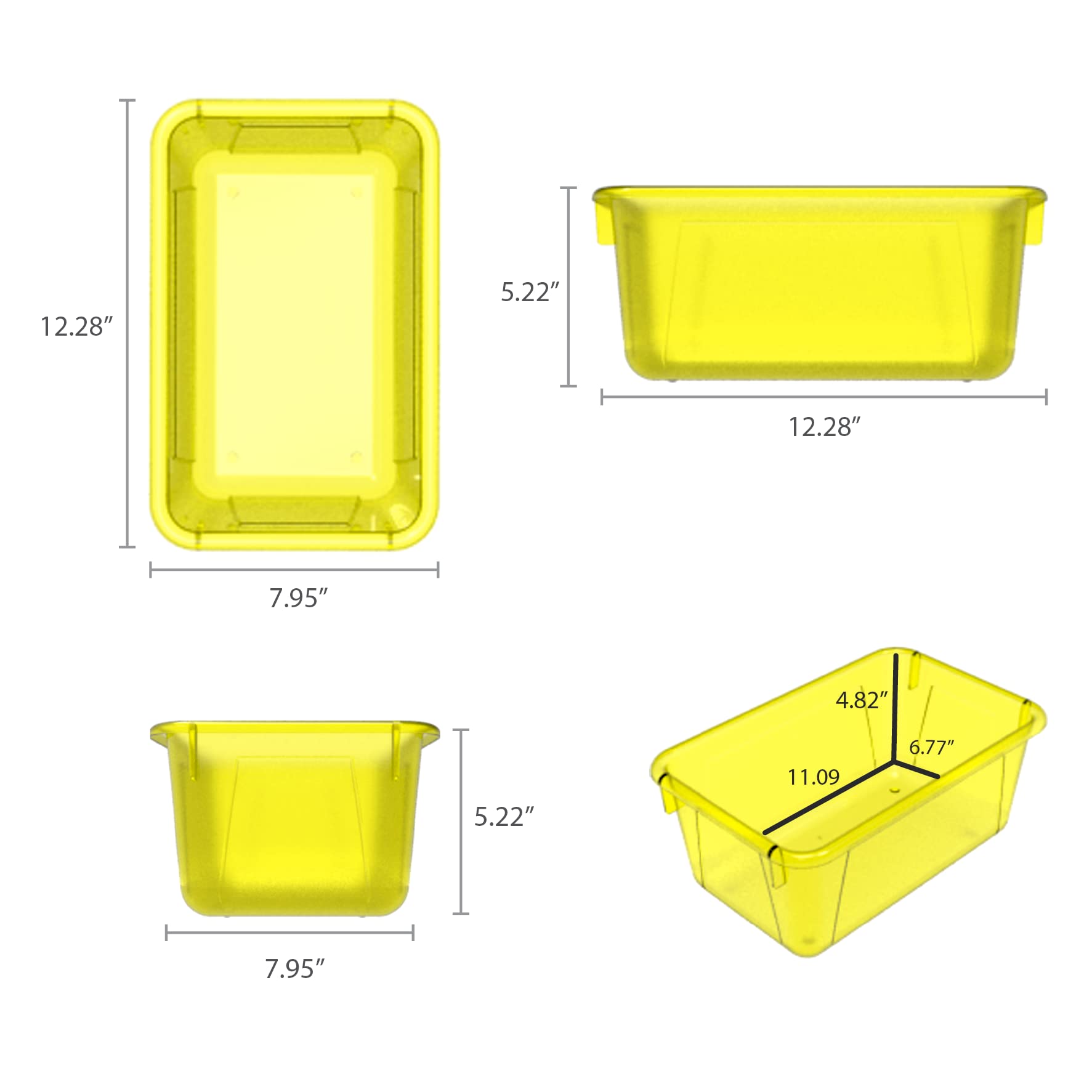 Storex Small Plastic Storage Bins 12.2 x 7.8 x 5.1 Inches - 5-Pack Colorful Cubby Organizer Bins in Candy Yellow (62476U05C) - Perfect for Classroom, Office, Kids Room & Home Organization