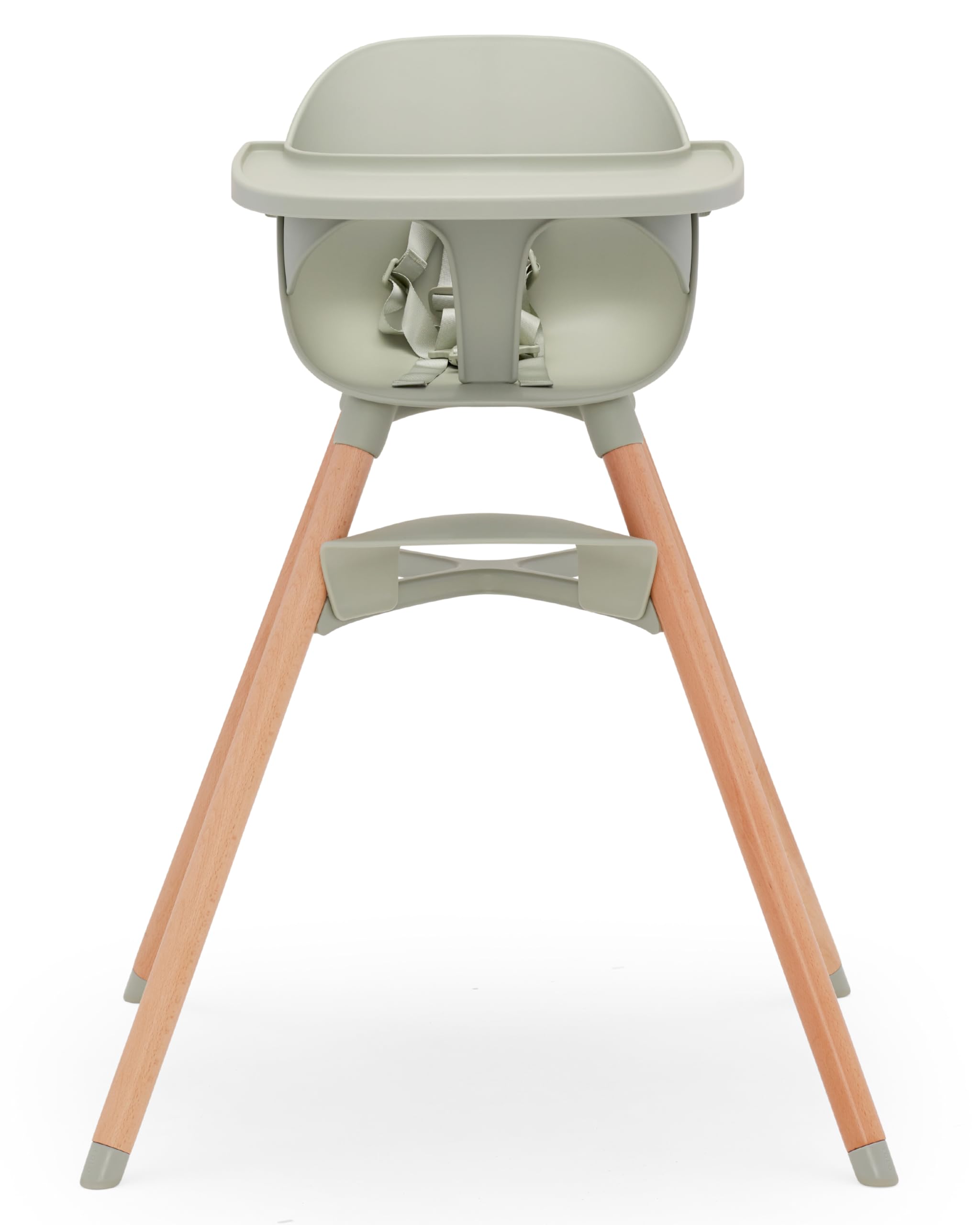 Lalo The Chair Convertible 3-in-1 High Chair for Babies & Toddlers | Adjustable Wooden Baby High Chair with Dishwasher-Safe Tray & Footrest | Sage Green | Perfect for Dining, Feeding, and Playtime