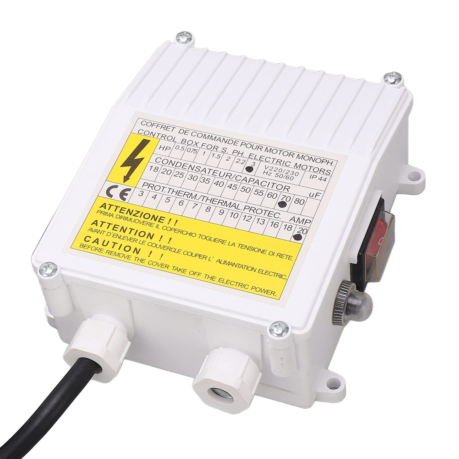 Deep Well Pump Control Box 2.2KW 70uf 20A - Submersible Pump External Control Box Replacement Part for Water Well Systems - Perfect for Residential, Agricultural, and Irrigation Use