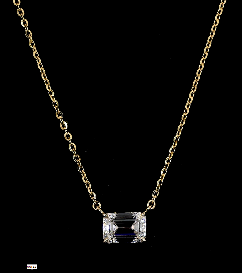 2.06 Carat Lab-Grown Emerald Cut Diamond Pendant in 14K Yellow Gold - VS1 Clarity, F Color - Elegant Solitaire Necklace for Women, Perfect for Weddings, Anniversaries & Special Occasions
