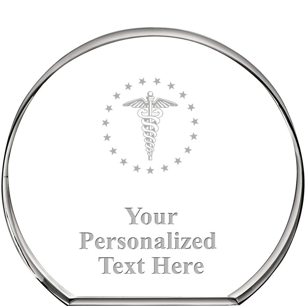 Custom Engraved Medical Staff Caduceus Crystal Paperweight - Premium Doctor Gift for Office Desk, Nurse Appreciation Present, Medical Graduation Keepsake | Perfect for Clinics, Hospitals & Medical Offices