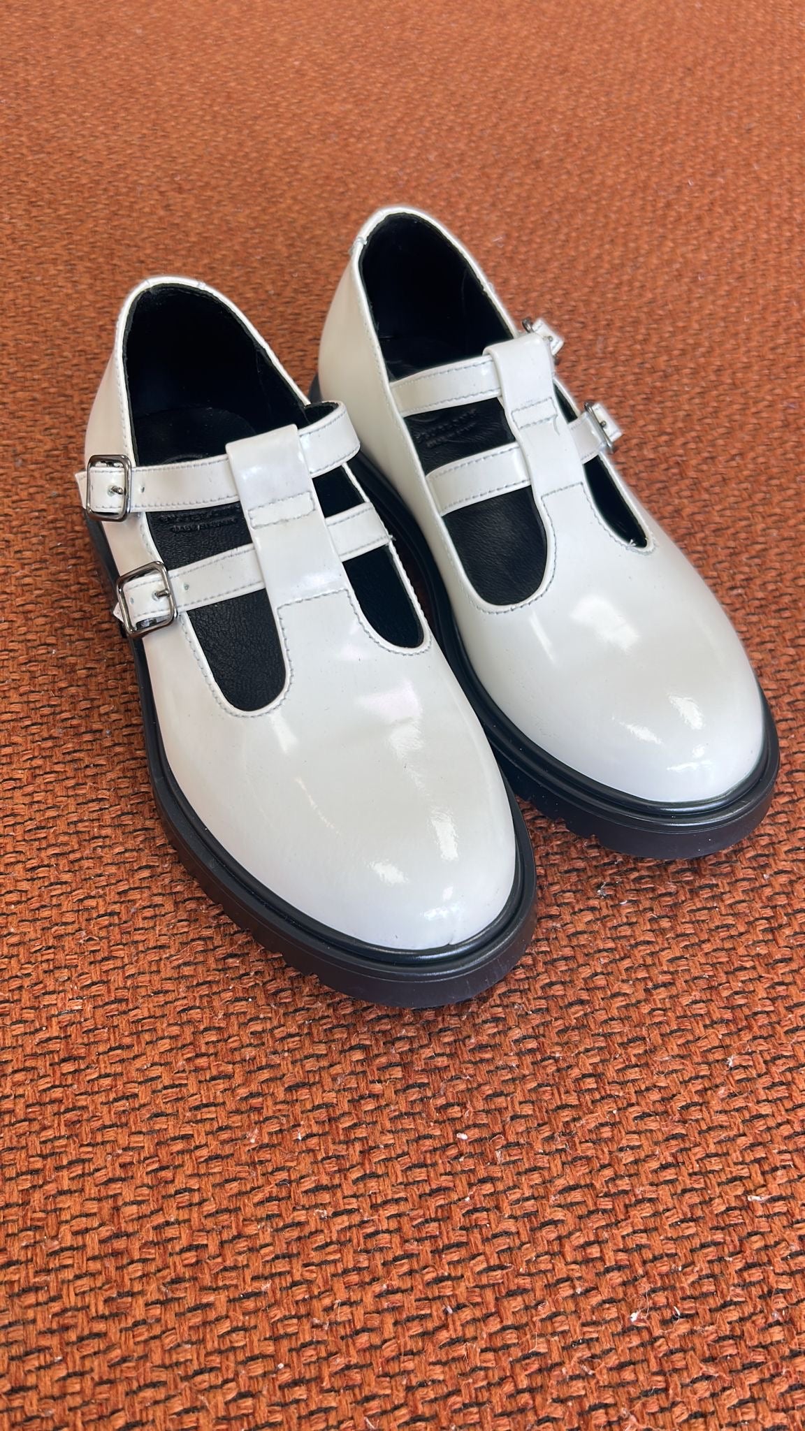 Blublonc Women's White Florentic Double T-Strap Chunky Loafers - Comfortable Slip-On Shoes for Work, Office & Casual Outfits