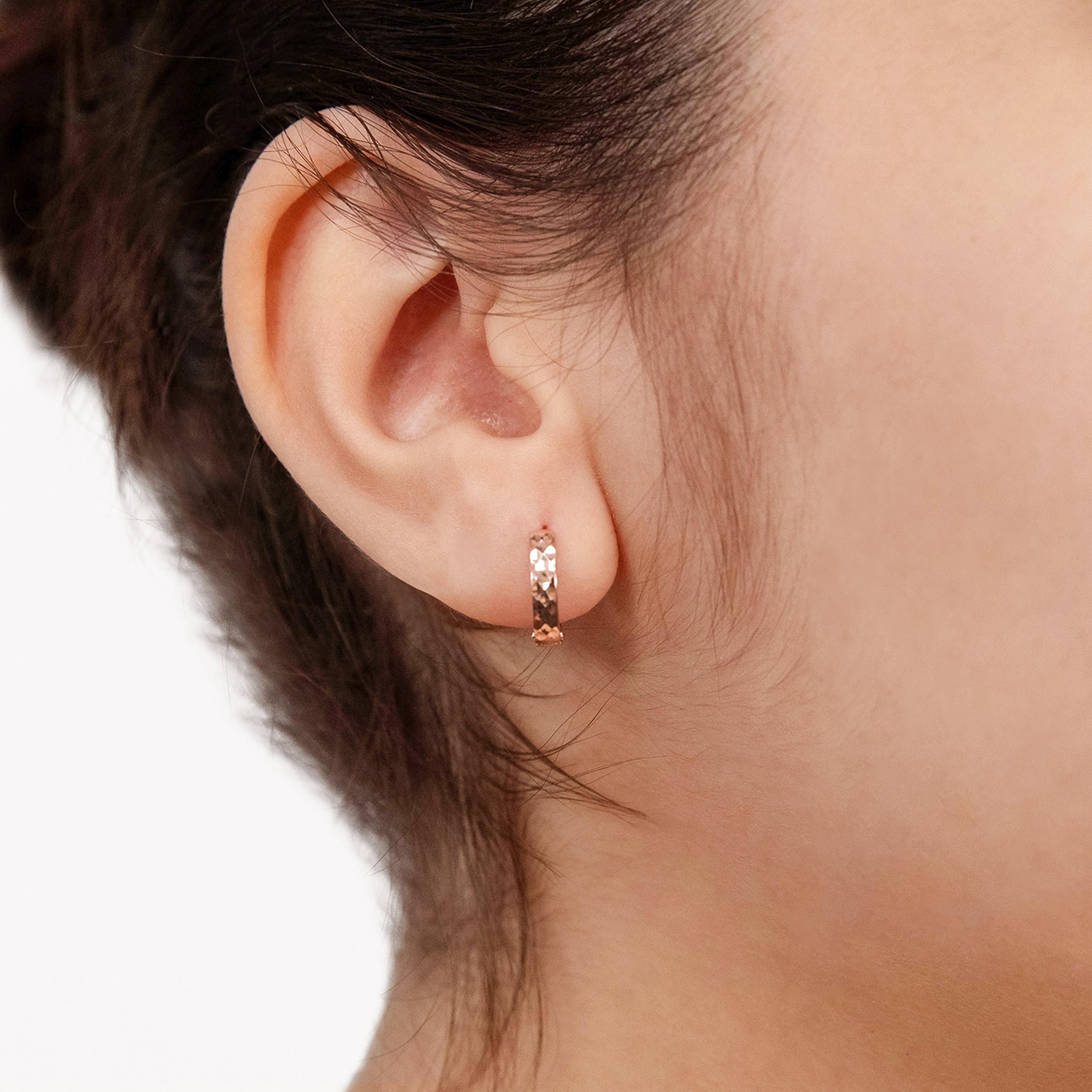 9ct Rose Gold Pyramid Creole Earrings for Women - Elegant Hoop Earrings for Everyday Wear & Special Occasions