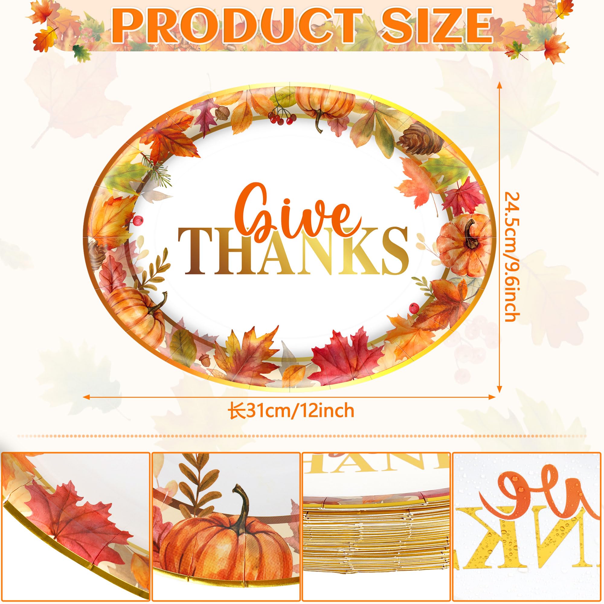 50 Pcs Thanksgiving Paper Plates - 10
