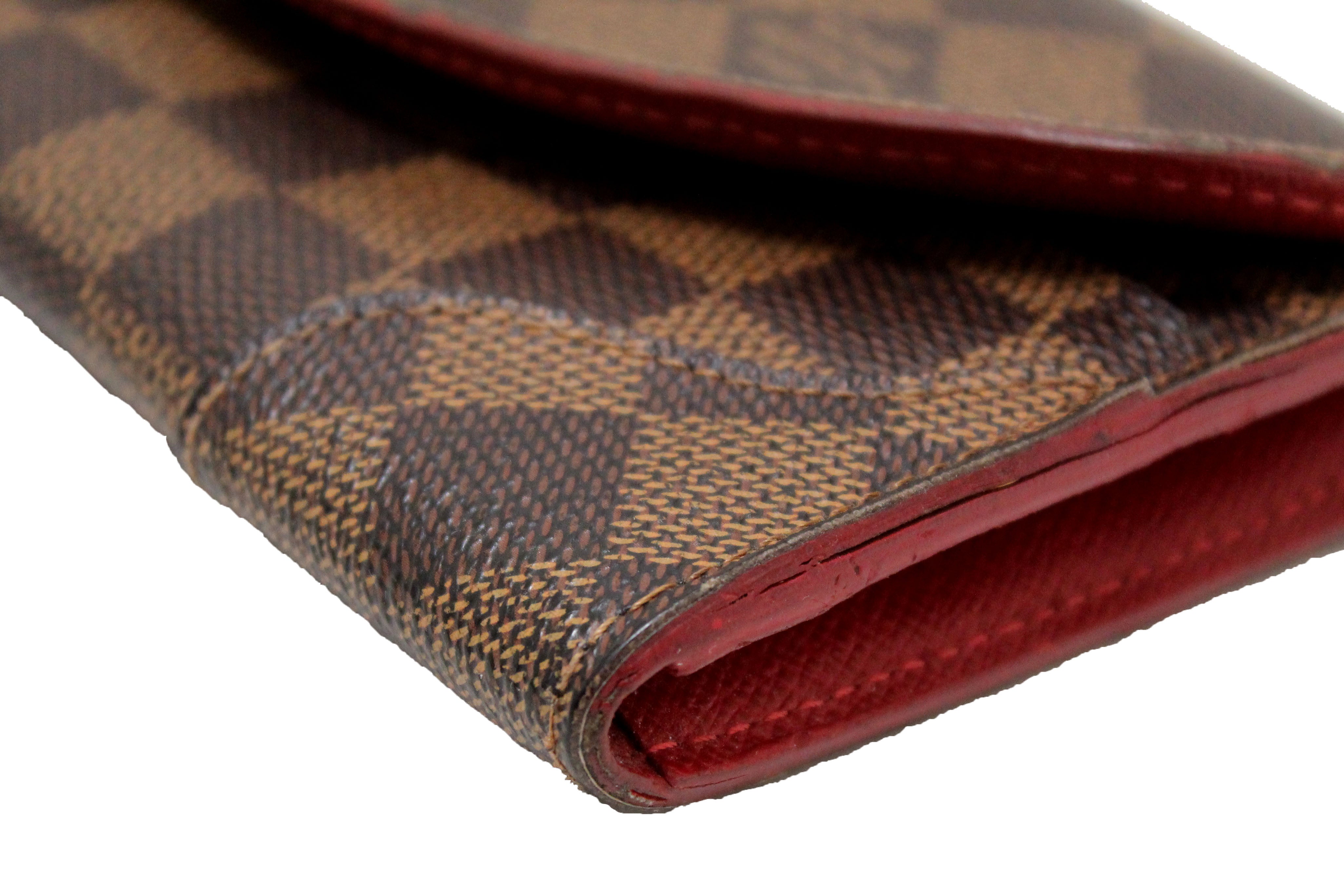 Authentic Louis Vuitton Damier Ebene Red Caissa Wallet for Women - Luxury Designer Bifold Credit Card Holder - Perfect for Everyday Use, Travel & Gifts