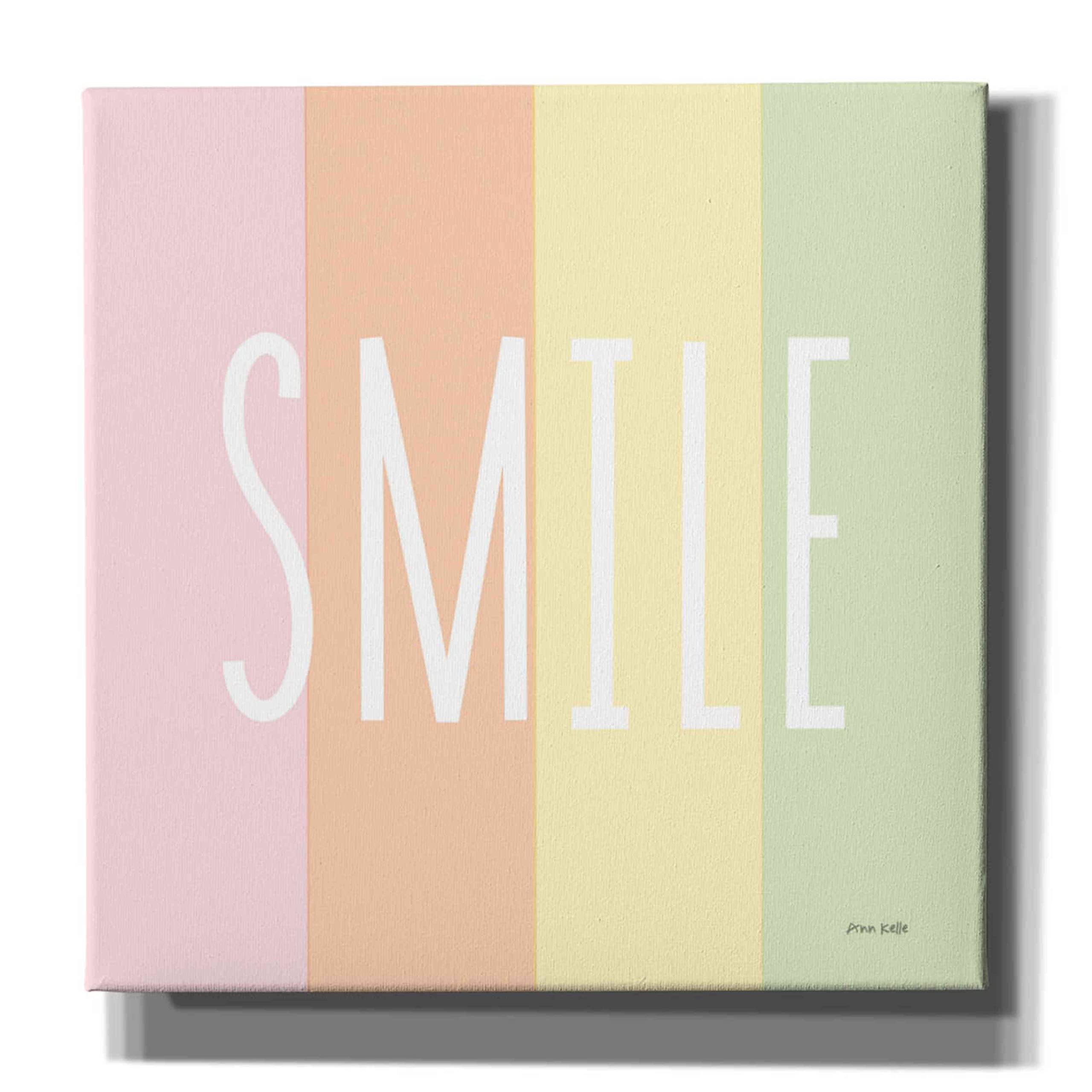 Ann Kelle Designs Epic Graffiti 'Smile Rainbow' Canvas Wall Art - 37x37 Inch Colorful Modern Home Decor for Living Room, Bedroom & Office