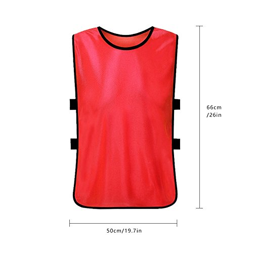 12 Pack Breathable Scrimmage Vests for Adults - Reversible Football Training Bibs for Soccer, Basketball & Volleyball Practice - Lightweight Mesh Pinnies for Team Sports & Outdoor Drills