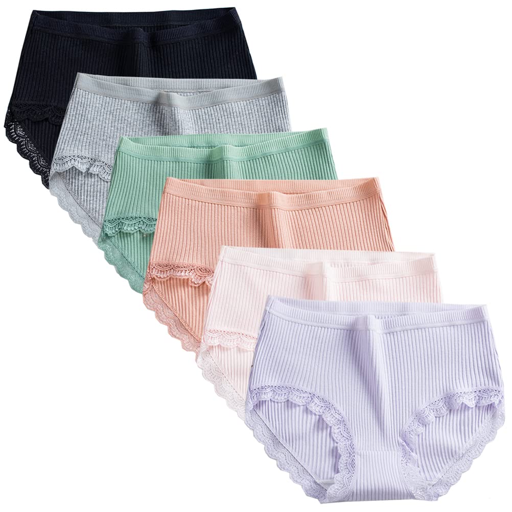 Comfy Cotton Lace Underwear 6-Pack for Teens - Daily Wear & Sleep